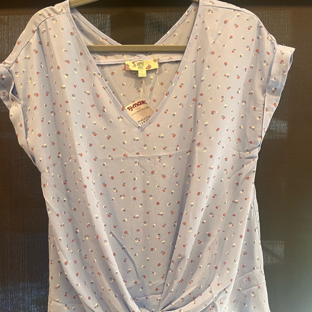 Women's Light Blue Floral Top